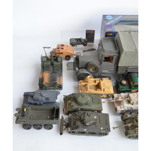 242 - Collection of mostly unboxed diecast and plastic armour models, various scales and manufacturers to ... 