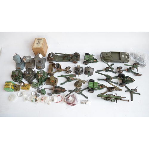 245 - Collection of vintage mostly metal large scale military models, many by Astra to include searchlight... 