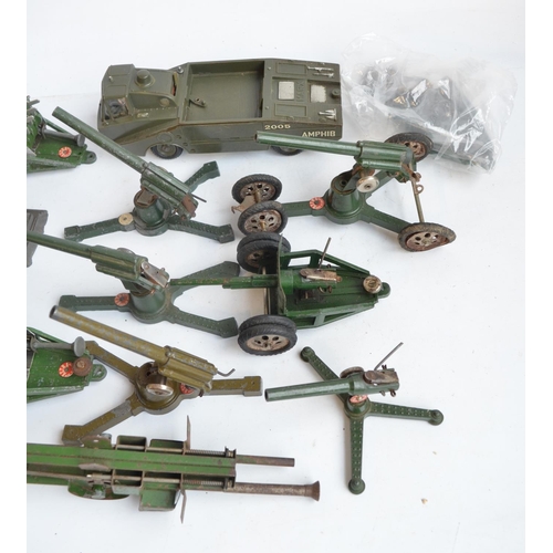 245 - Collection of vintage mostly metal large scale military models, many by Astra to include searchlight... 