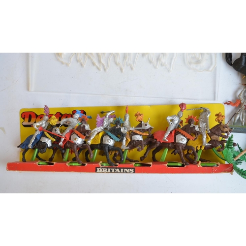 246 - Collection of toy soldiers and other figures to include Britain's Deetail Knights, Cowboys, American... 