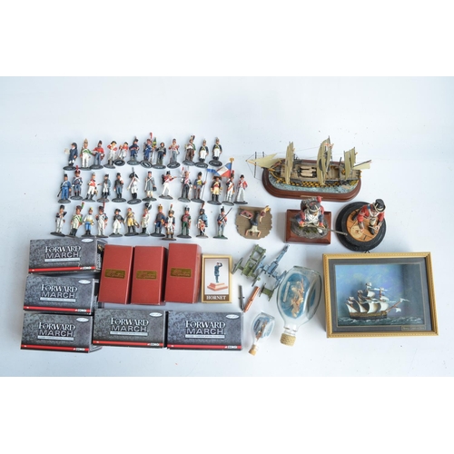 249 - Collection of Napoleonic Wars models and figures to include metal pre-painted figures from Del Prado... 