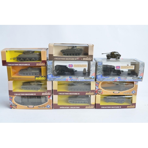 240 - Collection of diecast armour models from Solido to include 11 boxed single vehicle sets, WWII and po... 