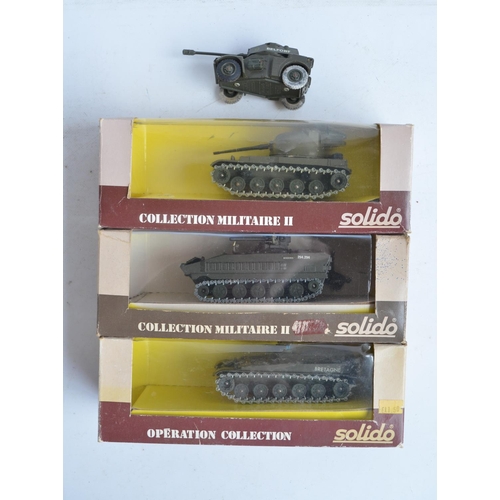 240 - Collection of diecast armour models from Solido to include 11 boxed single vehicle sets, WWII and po... 