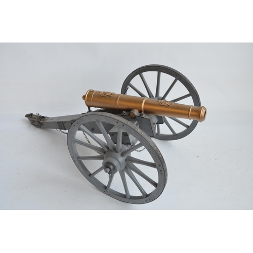 254 - Two 1/6 scale cannon and 2x horse models, no makers marks (cannons made from wood and metal)