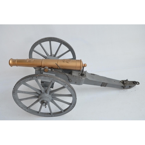 254 - Two 1/6 scale cannon and 2x horse models, no makers marks (cannons made from wood and metal)