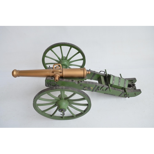 254 - Two 1/6 scale cannon and 2x horse models, no makers marks (cannons made from wood and metal)