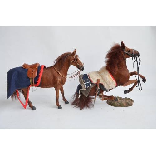 254 - Two 1/6 scale cannon and 2x horse models, no makers marks (cannons made from wood and metal)