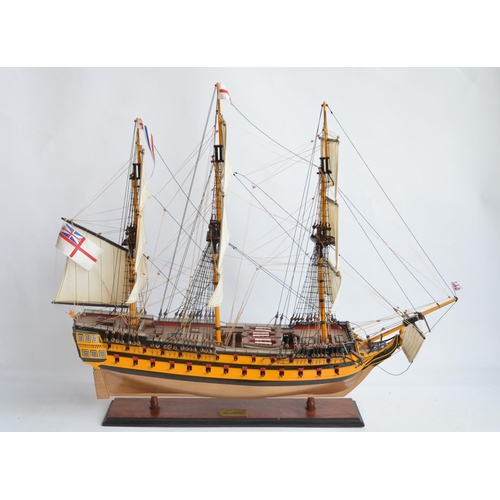 257 - Very well built wood plank on frame static model of HMS Agamemnon, approx dimensions L92xW26xH75cm. ... 