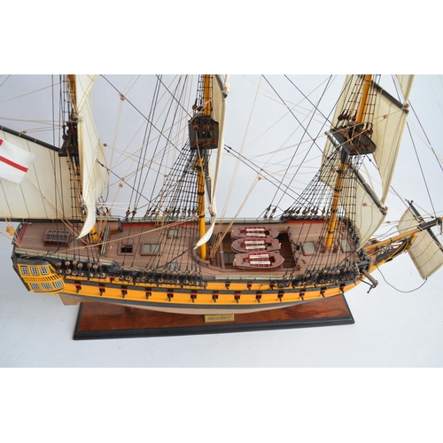 257 - Very well built wood plank on frame static model of HMS Agamemnon, approx dimensions L92xW26xH75cm. ... 