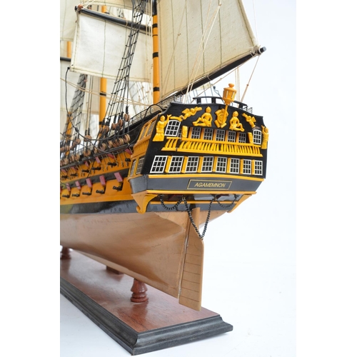 257 - Very well built wood plank on frame static model of HMS Agamemnon, approx dimensions L92xW26xH75cm. ... 