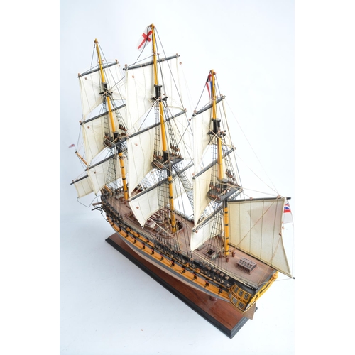 257 - Very well built wood plank on frame static model of HMS Agamemnon, approx dimensions L92xW26xH75cm. ... 