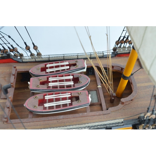 257 - Very well built wood plank on frame static model of HMS Agamemnon, approx dimensions L92xW26xH75cm. ... 