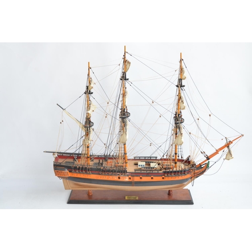 258 - Well built wooden plank on frame static model of HMS Surprise, likely from the 1/75 scale Mamoli kit... 