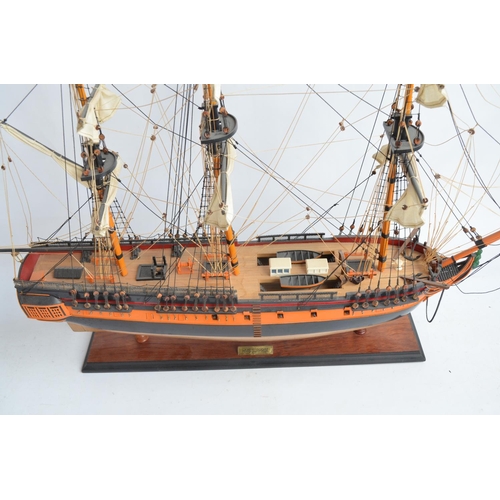 258 - Well built wooden plank on frame static model of HMS Surprise, likely from the 1/75 scale Mamoli kit... 