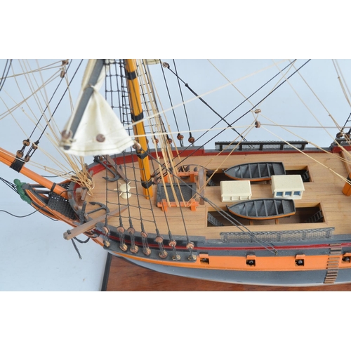 258 - Well built wooden plank on frame static model of HMS Surprise, likely from the 1/75 scale Mamoli kit... 