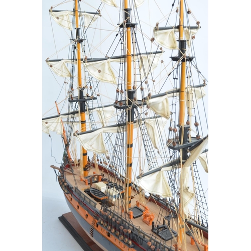 258 - Well built wooden plank on frame static model of HMS Surprise, likely from the 1/75 scale Mamoli kit... 