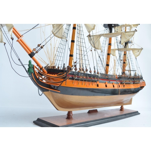 258 - Well built wooden plank on frame static model of HMS Surprise, likely from the 1/75 scale Mamoli kit... 