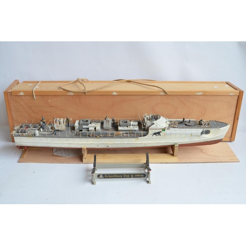 264 - Radio controlled 1/35 scale German Navy Schnellboot model as converted from the plastic kit by Itale... 