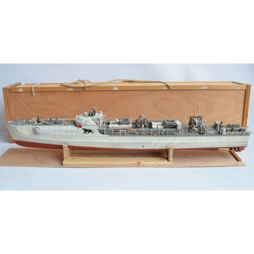 264 - Radio controlled 1/35 scale German Navy Schnellboot model as converted from the plastic kit by Itale... 