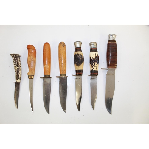 1100 - Collection of seven sheath knives of various styles, including a John Knowles of Sheffield scouting ... 