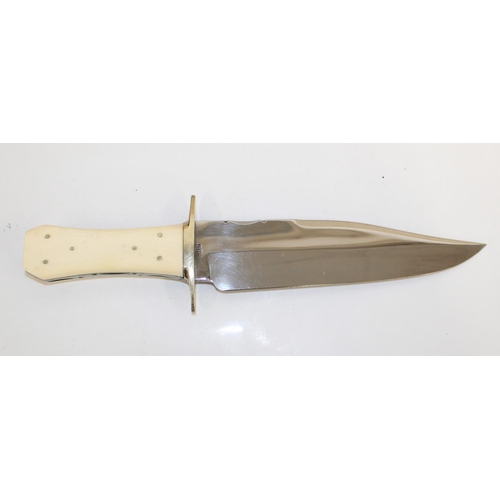 1103 - WITHDRAWN - Hand Forged display Bowie knife with polished steel blade, nickel cross-guard, and 'coff... 