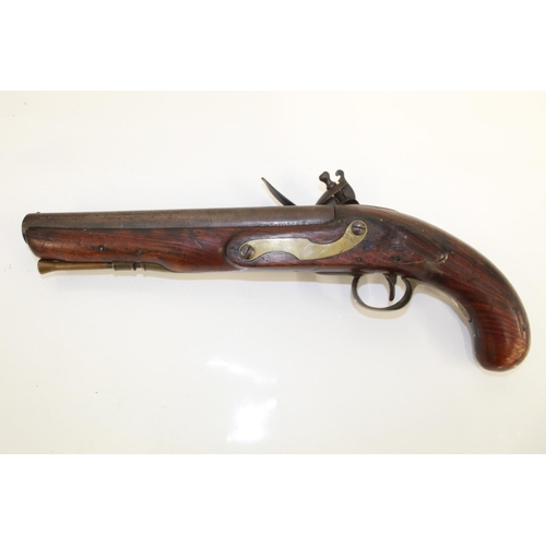 1109 - Circa late-C18th Tower British military flintlock pistol. Complete with original brass fittings and ... 