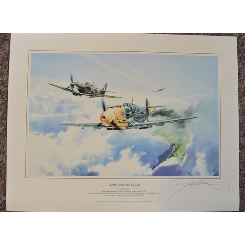 1140 - Two aviation prints, both featuring the Bf109E to include 'The Straggler' by Frank Wootton (limited ... 