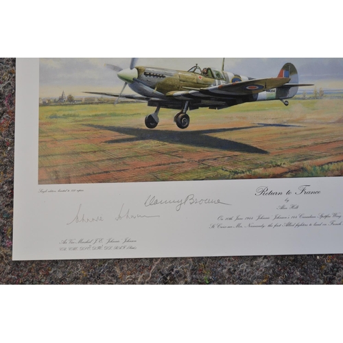 1141 - Three limited edition aviation prints to include 'Return To France' by Alan Holt, 465/850 with CoA a... 