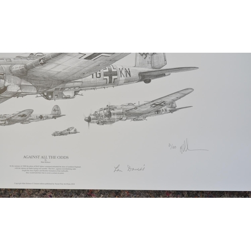 1142 - Three limited edition pencil sketch prints, all Battle Of Britain to include 'Against All Odds' by M... 