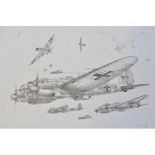 1142 - Three limited edition pencil sketch prints, all Battle Of Britain to include 'Against All Odds' by M... 