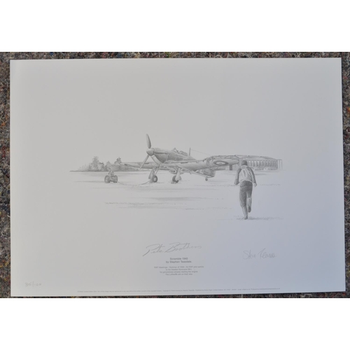 1142 - Three limited edition pencil sketch prints, all Battle Of Britain to include 'Against All Odds' by M... 