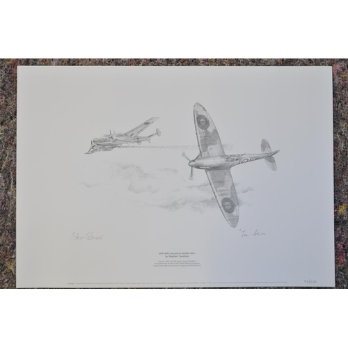 1142 - Three limited edition pencil sketch prints, all Battle Of Britain to include 'Against All Odds' by M... 