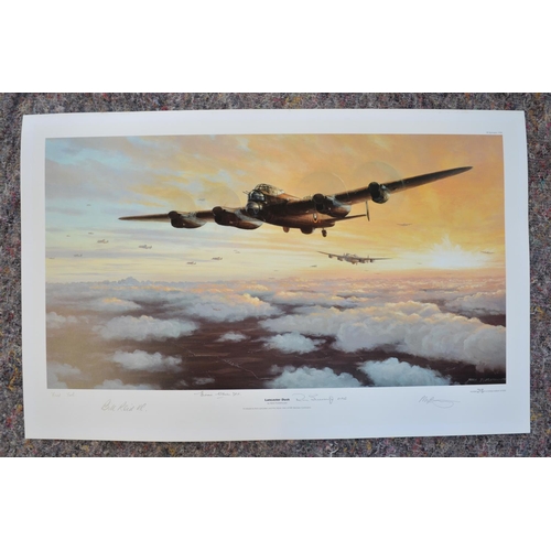 1145 - Three limited edition aviation prints to include 'Lancaster Dusk' by Marl Postlethwaite, 213/850 wit... 