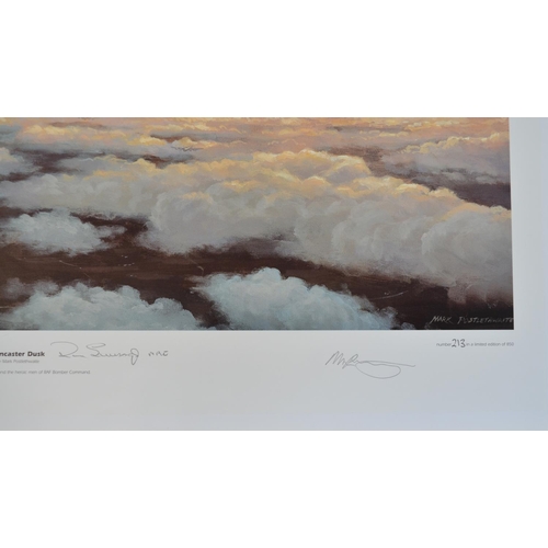 1145 - Three limited edition aviation prints to include 'Lancaster Dusk' by Marl Postlethwaite, 213/850 wit... 