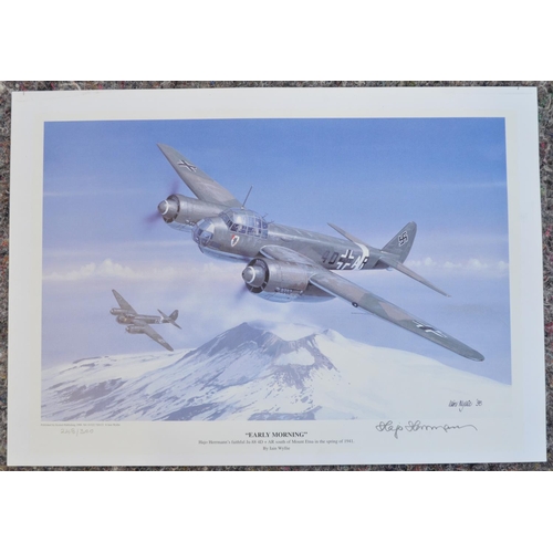 1145 - Three limited edition aviation prints to include 'Lancaster Dusk' by Marl Postlethwaite, 213/850 wit... 