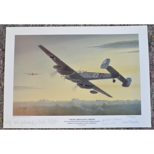 1145 - Three limited edition aviation prints to include 'Lancaster Dusk' by Marl Postlethwaite, 213/850 wit... 