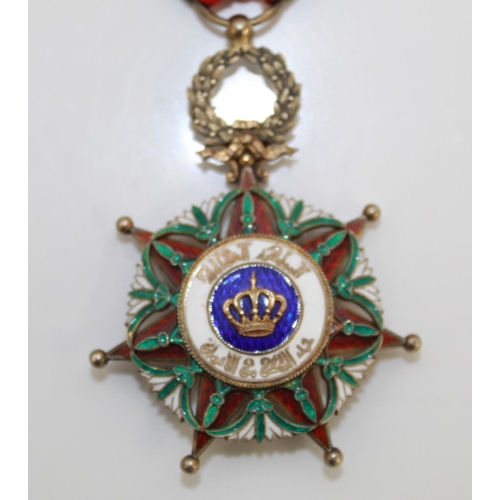 1115 - Kingdom of Iraq Order of the Two Rivers badge of honour, with accompanying miniature, missing origin... 