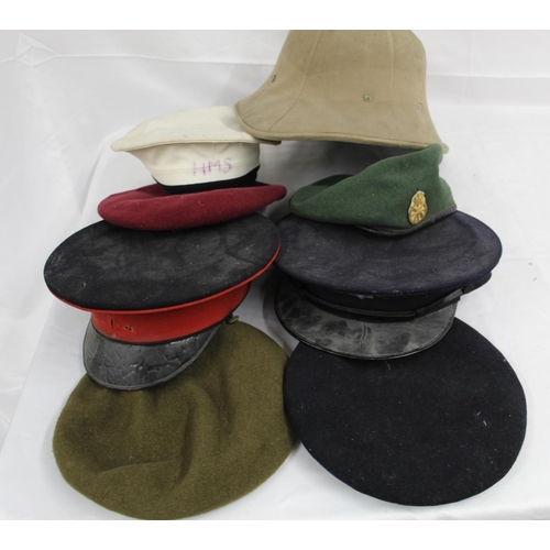 1129 - Collection of hats and berets from all services and different eras.