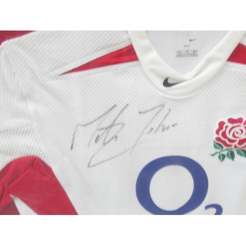 941 - Framed Limited Edition 1 of 20 2003 Rugby World Cup Final England replica shirt signed by Martin Joh... 