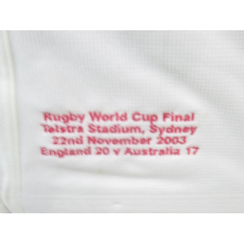 941 - Framed Limited Edition 1 of 20 2003 Rugby World Cup Final England replica shirt signed by Martin Joh... 