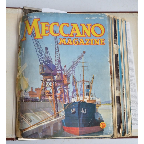 157A - Extensive collection of vintage Meccano magazines from 1930 to 1934 and 1937 to 1941, mostly in prot... 