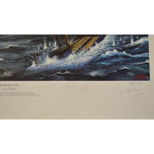 1149 - Five limited edition aviation prints, all signed in pencil by the artists, most with signatures of f... 