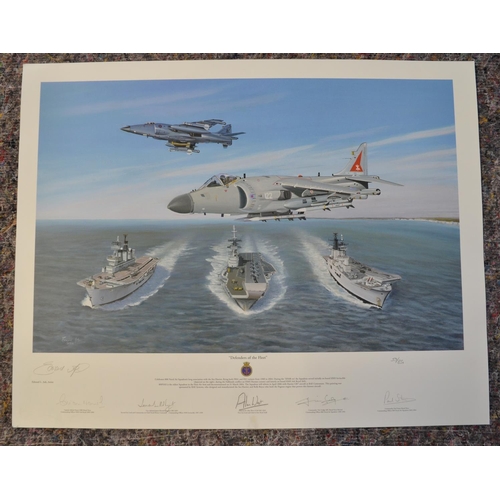 1149 - Five limited edition aviation prints, all signed in pencil by the artists, most with signatures of f... 