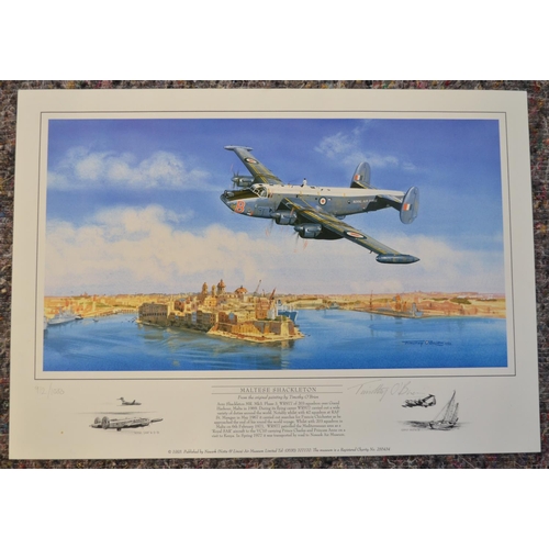 1149 - Five limited edition aviation prints, all signed in pencil by the artists, most with signatures of f... 