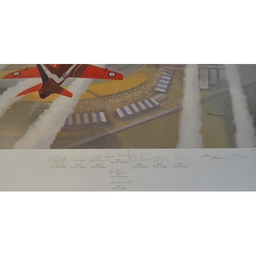 1150 - Collection of seven team signed Red Arrows prints to include a large limited edition Mark Postlethwa... 