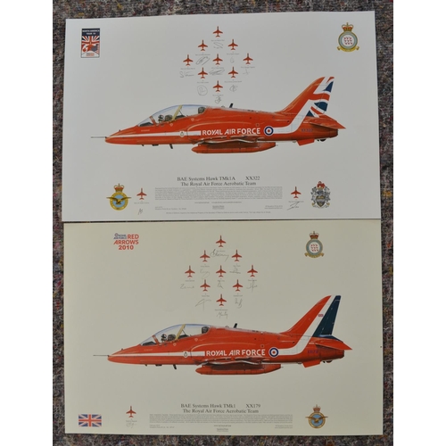 1150 - Collection of seven team signed Red Arrows prints to include a large limited edition Mark Postlethwa... 