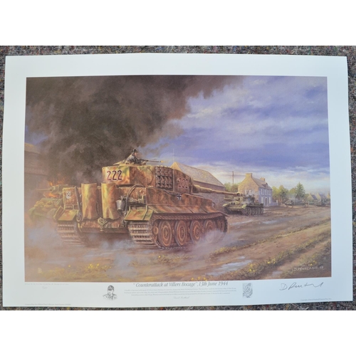 1152 - Four limited edition military prints to include 'Counterattack at Villers Bocage, 13th June 1944' by... 