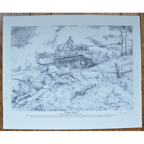 1152 - Four limited edition military prints to include 'Counterattack at Villers Bocage, 13th June 1944' by... 