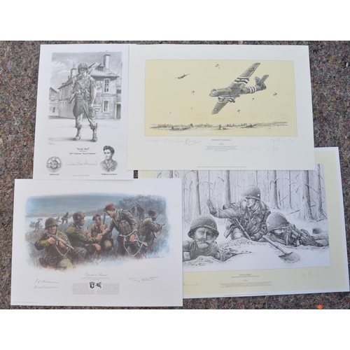 1153 - Four military prints, 3 related to Easy Company, 506th PIR, 101st Airborne division WWII to include ... 