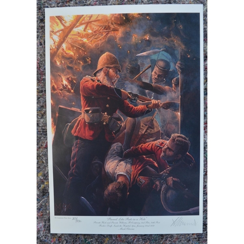 1156 - Three limited edition Zulu Wars related prints by Mark Churns to include 'Pinned Like Rats in a Hole... 